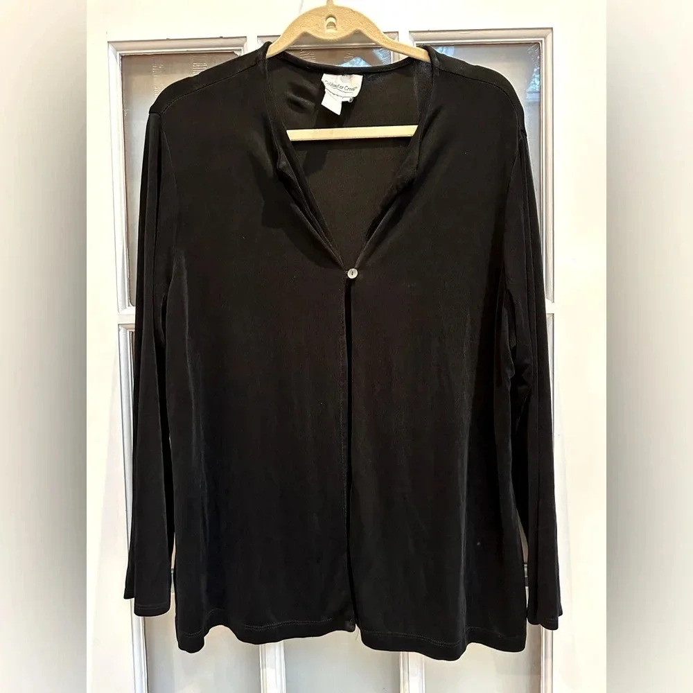 Coldwater Creek Black Long Sleeve One Button Cardigan Sweater Plus Size 1X